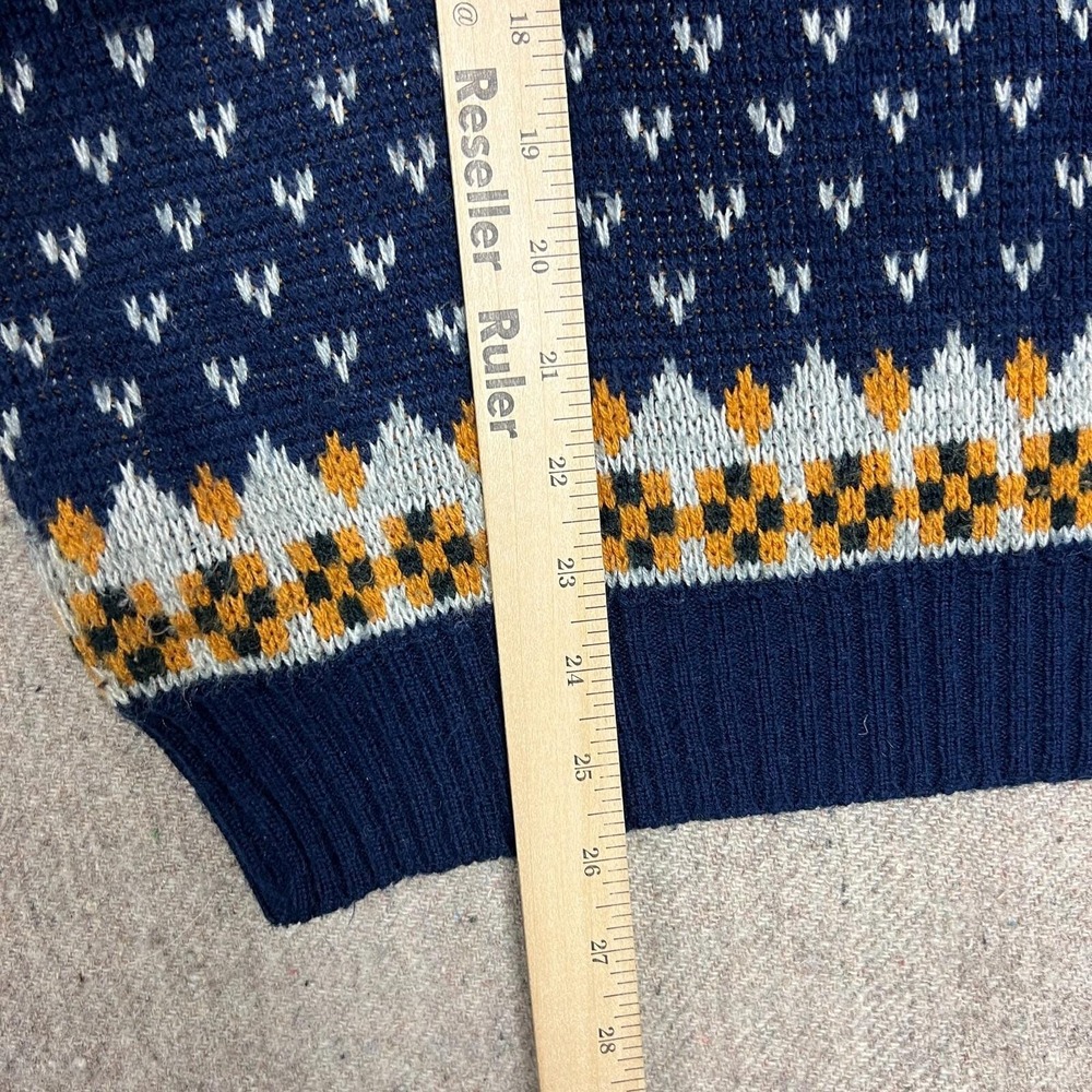Vintage Bird Sweater Mens XL Blue 1980s Striped Geometric Outdoors USA Classic‎ - Picture 9 of 10